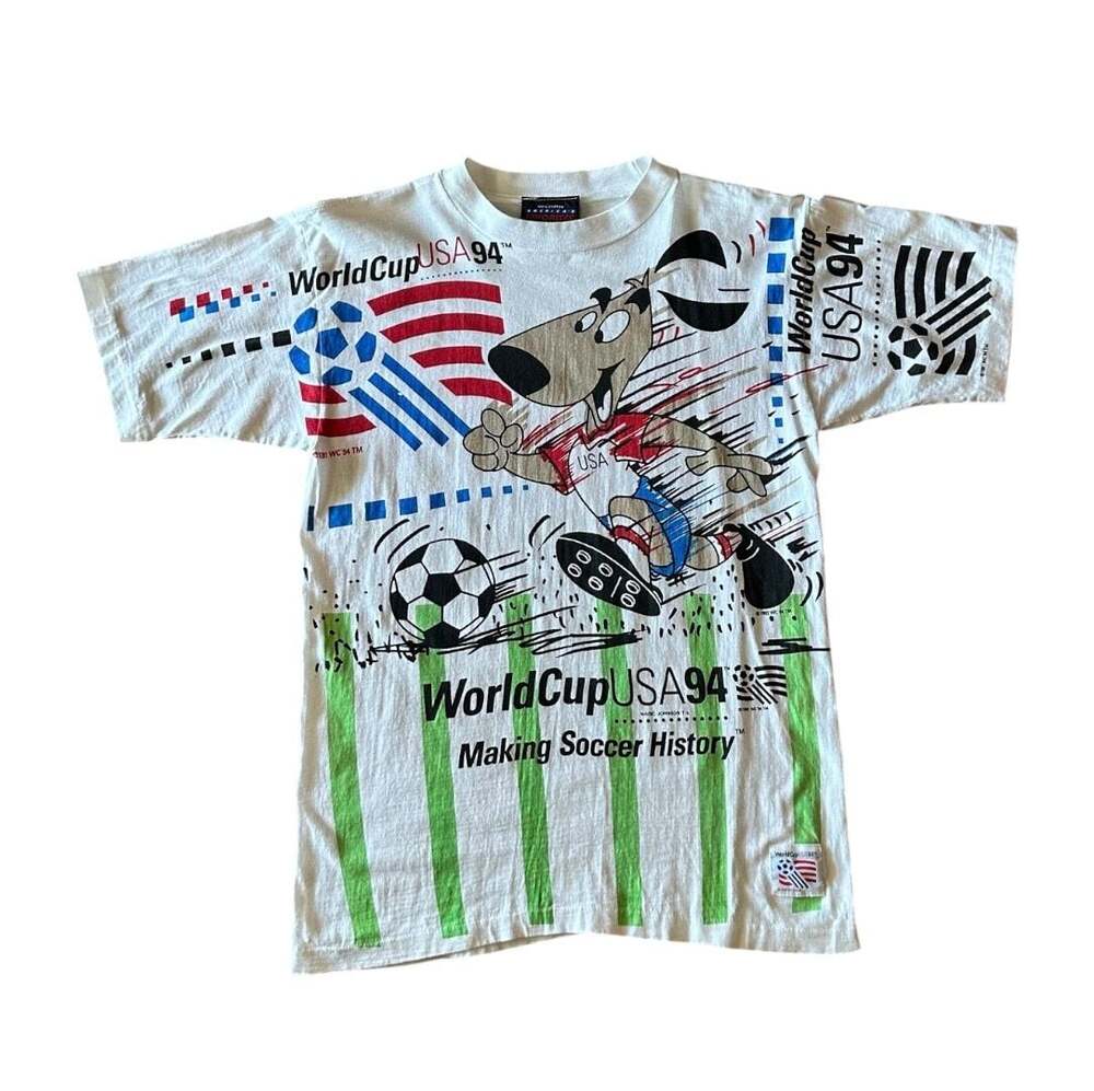Vintage 1994 World Cup USA Soccer All-Over Print Graphic T-Shirt